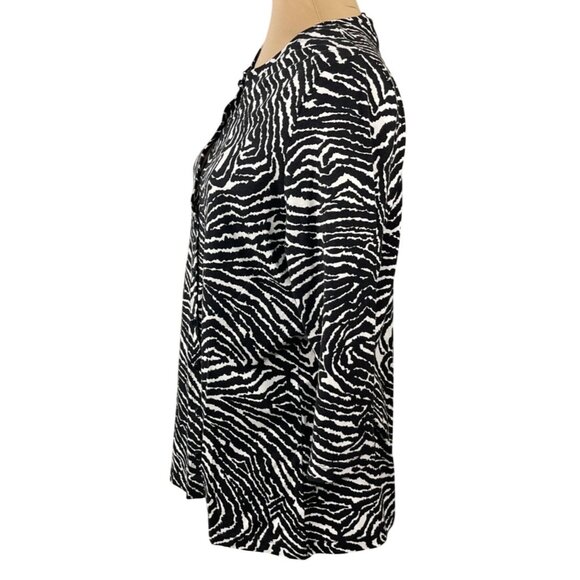 Jillian Jones Cardigan Sweater Size 1X Animal Print Black White - Picture 2 of 6